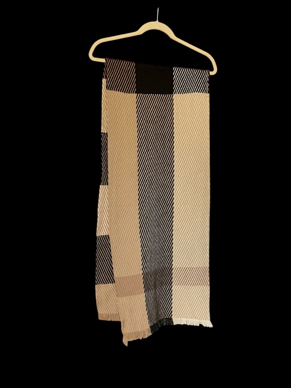 Burberry Black and Cream Checkered Scarf - Picture 3 of 5